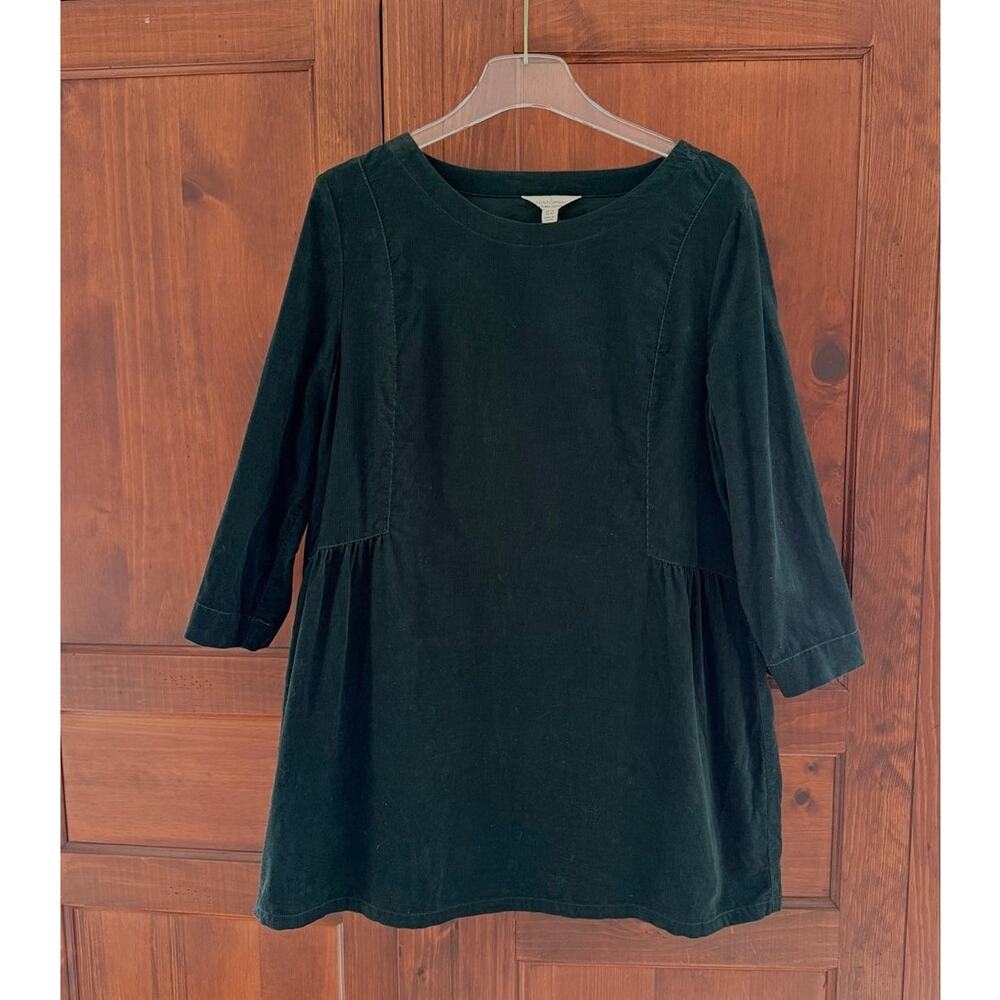 Seasalt Cornwall Tunic Cotton Corduroy Pine Green 3/4 Sleeves US 12 Cottagecore - Picture 2 of 11